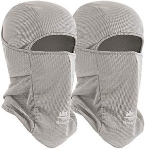 Botack Ice Silk Balaclava UV Protection Windproof Breathable Full Face Mask Adjustable Cycling Hiking Mask for Men Women, Womens, 2 Pack-Grey, One Size fits Most
