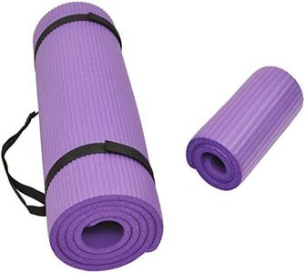 Fitvids All Purpose 1/2-Inch Extra Thick High Density Anti-Tear Exercise Yoga Mat and Knee Pad with Carrying Strap, Purple