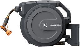 Giraffe Tools Retractable Garden Hose Reel 1/2 Inch x 100 ft, Super Heavy Duty, Any Length Lock, Slow Return System, Wall Mounted and 180 Deg Swivel Metal Bracket