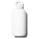 bkr - Big Smooth Winter - Reusable Glass Water Bottle - Leakproof, Durable, Workout & Travel Friendly, Carrying Loop - Dishwasher Safe - Removable Silicone Sleeve - BPA Free - 32oz/1L - White