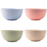 Irida Naturals Wheat Straw 6" Serving Bowl Set | (Multicolour) Eco-Friendly, Lightweight & Unbreakable Microwave Safe Bowl Set | Bamboo Fiber Snacks Serving Bowls for Kids & Adults, 800 ml, Pack 4