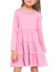 Arshiner Girl Long Sleeve Dress Tiered Ruffle Swing Tunic Shirt Dress
