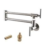 Havin Brass Pot Filler,Wall Mount Commercial Pot Filler Faucet,Brass Copper Material Kitchen Folding Faucet,Coffee Machine Faucet with Stretchable Double Joint Swing Arms,Style A,Brushed Nickel