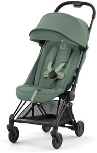 Cybex Coya Compact Stroller, Lightweight One-hand Fold, Travel-Friendly Pram for Newborns, Infants, and Toddlers, Age 0-4 years, Flat Recline Position, One Pull Harness, Hand Luggage Compatible, Stroller (Leaf Green Matt Black Frame)