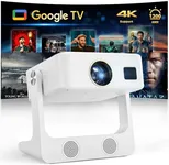 Outdoor-Projector-4K [1200 ANSI/Google TV/Voice Control] Smart Projector with WiFi 6 and Bluetooth, 10,000+ Apps, AI Focus Portable Proyector with Netflix, Sovbio 1080P Audio Movie Home [180° Stand]