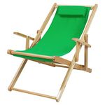 Casual Home Adjustable Sling Chair Natural Frame, Green Canvas