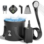 Mytrix 2024 Upgraded Portable Camping Shower Full Set, 6000mAh Rechargeable Power Suction Pump with Smart Display, Multi-Modes Spray Head & 5 Gal Water Foldable Bucket for Outdoor Travel Hiking