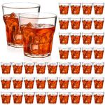 Tioncy 50 Pcs 4.5 oz Acrylic Drinking Glasses Small Whiskey Glass Clear Shot Glasses Bulk Unbreakable Stackable Mixed Drinkware Mini Beer Mug for Drinking Bars Wine Vodka