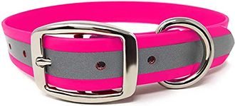 Regal Dog Products Heavy Duty Reflective Dog Collar – Adjustable and with Durable Metal Buckle and Rings Anti-Odor, chew Resistant, Waterproof Dog Collar for Small Medium and Large Dogs (Large, Pink)