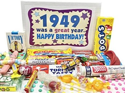RETRO CANDY YUM ~ 1949 76th Birthday Gift Box of Nostalgic Candy Assortment from Childhood for 76 Year Old Men and Women Born 1949 Jr