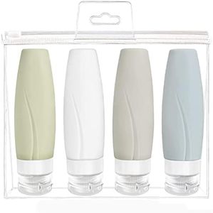 4 Pack Silicone Travel Bottles Set for Toiletries,Portable Travel Bottles Set,TSA Approved Leak Proof Squeeze Silicone Travel Bottles,Travel Containers for Toiletries