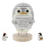 Ryvera Positive Penguin Gifts, Positive Gifts Penguin, Emotional Support Penguin, Pocket Hug, Good Luck Gifts, Gift Girlfriend Pocket Penguin Pocket Hug Gift with Wooden Stand (Grey)