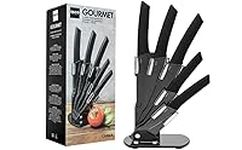 Kitchen Knife Set with Block, 6 PCS High Carbon Stainless Steel Sharp Kitchen Knife Set Includes Chef Knife, Bread Knife, Carving Knife, Utility and paring Knives, All in one Knife Set