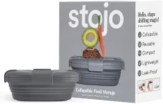 STOJO Collapsible Sandwich Box - Carbon Grey, 24oz - Reusable Food Storage Container - To-Go Travel Silicone Bowl for Hot and Cold Food - for Meal Prep, Lunch, Camping and Hiking - Dishwasher Safe