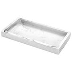 Luxspire Bathroom Vanity Tray, 8 x 4 inch Resin Dresser Jewelry Ring Dish Tank Storage Kitchen Sink Countertop Organizer Plate Holder for Perfume Soap Towel Bathroom Accessories, Mini, Gravel White