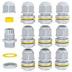 PEBA® IP68 Waterproof Grey Cable Glands 20mm, M20 x 1.5 Outdoor Electrical Box Cable Gland, Suitable for 4mm - 12mm Cables, Cable Compression Glands with Locknut, Grey Cable Glands Joints