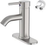Greenspring Brushed Nickel Bathroom Faucet Single Hole Single Handle Lavatory Basin Bath Sink Vanity Faucet Deck Mount Modern Brass Commercial Stainless Steel