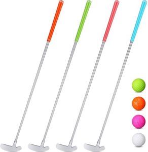 RoundFunny 4 Sets Golf putters for Men Women Mini Two-Way Golf Putter with 4 Practice Golf Balls Kids Putter for Right Left Handed Golfers Detachable Golf Grip Golf Clubs Set for Junior Adult