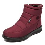 Women Boots Waterproof Snow Boots Women Winter Shoes Slip On Warm Zipper Ankle Boots (7,Red,7)