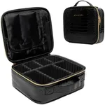 (Not Made In China) 2 Pack, Makeup Bag Travel Case, Train Case for Cosmetics, Portable Beauty Organizer, Cosmetic Storage Bag With Adjustable Dividers For Make Up and Brushes (Croco, Small)