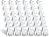 HOKOILN Motion Sensor Closet Lights, 10 LED Motion Sensor Lights, Stick-on Anywhere Battery Operated Night Light Bar, Safe Lights for Closet Cabinet Wardrobe Stairs, 6 Pack