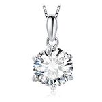 JewelryPalace Round 2ct Cubic Zirconia Solitaire Pendant Necklace for Women, 925 Sterling Silver 14k White Gold Plated Necklaces for Her, Classic Simulated Diamond Jewellery Set, 18 Inches chain