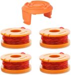 XIJIANG 4Pcs Trimmer Spool,WA0010 Spool with 1 Cover, WG180 Spool 10ft 0.065 Inch Compatible with Worx Grass Trimmers Replace WA0010 WG150 WG151 WG154 WG155 WG180 WG160 WG163