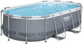 Bestway 56622E Power Steel Above Ground Pool, White/Gray