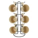 ART LIFE Home Decor Tea Cup Stand Mug Holder Organizer Iron Heavy Quality Coffee Cups Stand for 6 Cups (Cup Stand six hook2)