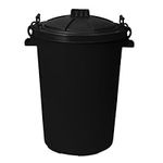 CrazyGadget® 85 Litre 85L Extra Large Colour Plastic Dustbin Garden Storage Unit Bin Clip On Locking Lid Heavy Duty - for Rubbish Waste Animal Feed etc. (Black)