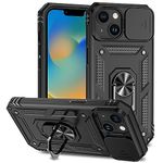 Hitaoyou Compatible with iPhone 15 Plus Case, iPhone 15 plus Case with Camera Cover & Kickstand Military Grade Shockproof Heavy Duty Protective Magnetic Car Mount Holder Case for iPhone 15 Plus 6.7