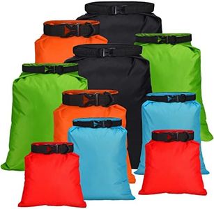 LEIFIDE 10 Pcs Ultralight Dry Bags Waterproof Lightweight Airtight Bags Ripstop Camping Gear Dry Sack Portable Roll Top Dry Pack for Backpacking Kayaking Hiking Swimming Boating Outdoor, 5 Sizes