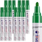 TFIVE Green Paint Pens Markers - 12 Pack Oil Based Permanent Marker, Medium Tip, Never Fade, Quick Dry, Waterproof Paint Pen for Rocks Painting, Wood, Fabric, Plastic, Canvas, Glass, Metal