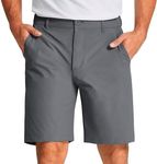 COOFANDY Golf Shorts Men Elastic Waistband Work Bermuda Travel Hiking Shorts Dark Grey