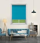 Cordless Spring Roller Semi Blackout Blinds (76 cm W x 213 cm L,Blue) Waterproof Light Filtering UV Protection Room Darkening Privacy Pull Down Kids Safe Window Shades for Home & Office-by Deco Window