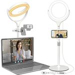 Ring Light with Stand, Desk Ring Light with Phone Holder for Laptop/Video Conferencing/webcam Lighting/Zoom Meetings, 8" Selfie Ring Light for Makeup/Live Streaming/YouTube/Tiktok (White)