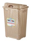 Nayasa Square Plastic Laundry Basket 49 litres 41.7 cmx33.5 cmx62.5 cm|Beige