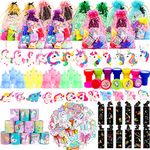 Unicorn Party Favors, 134Pcs Unicorn Party Supplies with Unicorn Party Favor Bags For Girls/Boys Unicorn Birthday Party, Goody Bag Stuffers