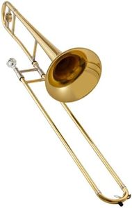 STRICH Bb Tenor Slide Trombone Student Beginner Brass Trombone Kit with 7C Mouthpiece White Gloves Cleaning Kit Hard Performance Case, STB-1G, Gold