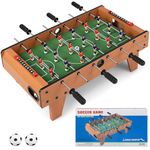 Goplus 27" Foosball Table, Portable Tabletop Soccer Game w/ 2 Footballs & 18 Soccer Keepers for Family Night, Game Room, Arcades, Bars, Parties, Wooden Football Game Set for Adults & Kids