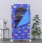 FLIPZON Multipurpose 6 Shelve Baby Wardrobe, (Fabric Shelves)- Blue