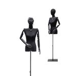Female Dress Form Mannequin Torso, Adjustable Height 47-78 inch, Manikin Body Model with Rectangle Metal Base, Detachable Arms & Head, for Clothing Dress Jewelry Display Sewing (Rectangular, Black)