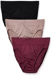 Warners Women's Allover Breathable Hi-Cut Panty, Amaranth/Mink/Black, X-Large