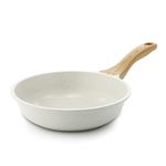 SENSARTE Nonstick Ceramic Frying Pan Skillet, 20 cm Omelet Pan, Healthy Non Toxic Chef Pan, Induction Compatible Egg Pan with Heat Resistant Handle, PFAS-Free, White