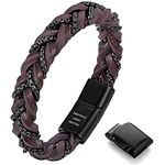 murtoo “Shackles of Freedom” Bracelets for Men, Mens Braided Leather Bracelets with Black Chains and Magnetic Clasp (Brown, 9.5 inch)