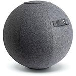 Sitting Ball Chair for Office and Home, Pilates Exercise Yoga Ball with Cover for Balance, Stability and Fitness, Ergonomic Posture Exercise Ball Seat with Handle and Pump (Gray, 24 in)