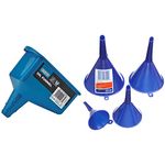 Draper 30910 Oil Funnel, Blue, One Size & 43853 Plastic Funnel Set, 50mm/75mm/100mm/115mm Ø, Blue, 4 Pcs, Pack of 4