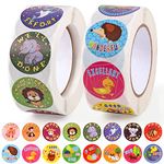 1000 PCS Reward Stickers, 2 Roll Reward Stickers for Teachers School Stickers in 16 Designs, Motivational Stickers Teacher Supplies for Classroom