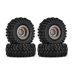 INJORA Black Coating Brass 1.0 Beadlock Wheel Tires Set for Axial SCX24 AX24 TRX4M FCX24 Upgrade 1/24 1/18 RC Crawler Car,Grey