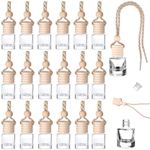 20 PCS 6 ml Hanging Car Air Freshener Diffuser Cylindrical Shape Empty Clear Glass Essential Diffuser Diffuser Bottle Car Air Freshener Perfume Bottle for Car, Home, Office, Perfume Decor